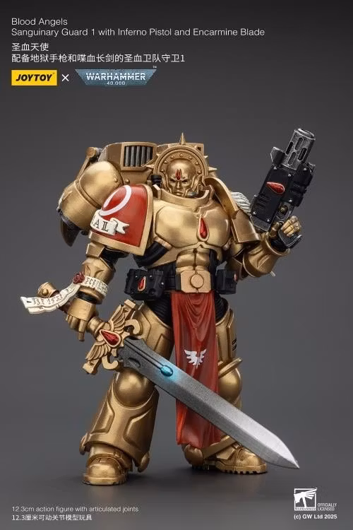 Warhammer 40K Blood Angels Sanguinary Guard 1 with Inferno Pistol and Encarmine Blade 1/18 Scale Action Figure - Image 5