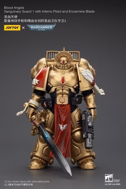 Warhammer 40K Blood Angels Sanguinary Guard 1 with Inferno Pistol and Encarmine Blade 1/18 Scale Action Figure - Image 3